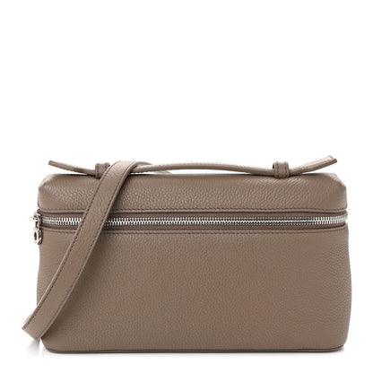 Loro Piana Grained Calfskin L19 Extra Pocket Pouch Warm Mastic 1 of 9