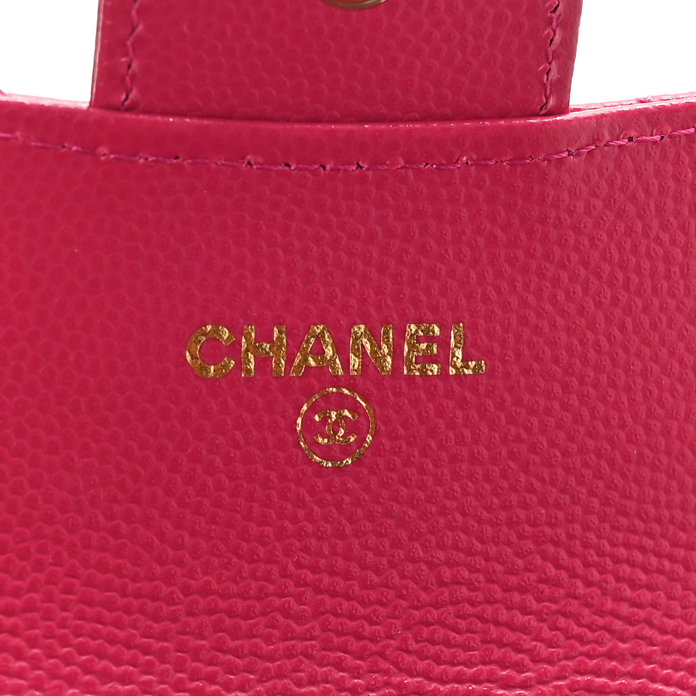 Caviar Quilted Flap Card Holder Wallet Dark Pink