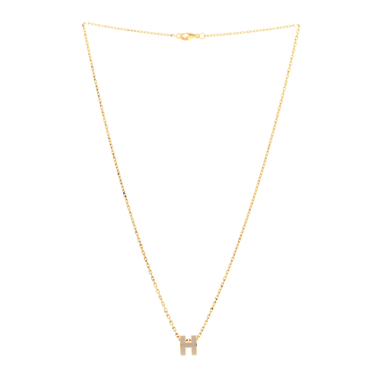 Lacquered Gold Mini Pop H Pendant Necklace Marron Glace