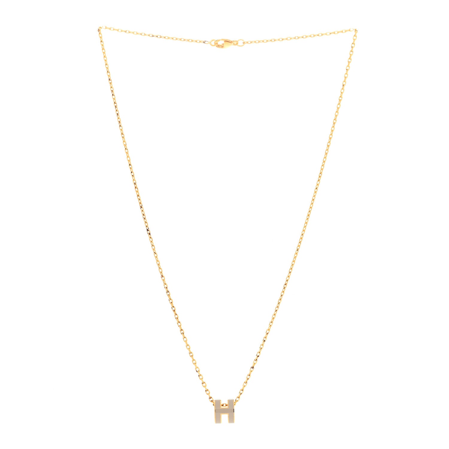 Hermes Lacquered Gold Mini Pop H Pendant Necklace Marron Glace 3 of 5