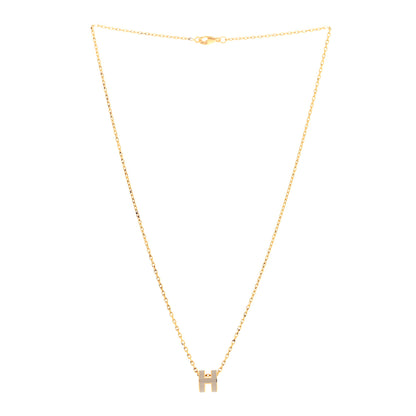 Hermes Lacquered Gold Mini Pop H Pendant Necklace Marron Glace 3 of 5