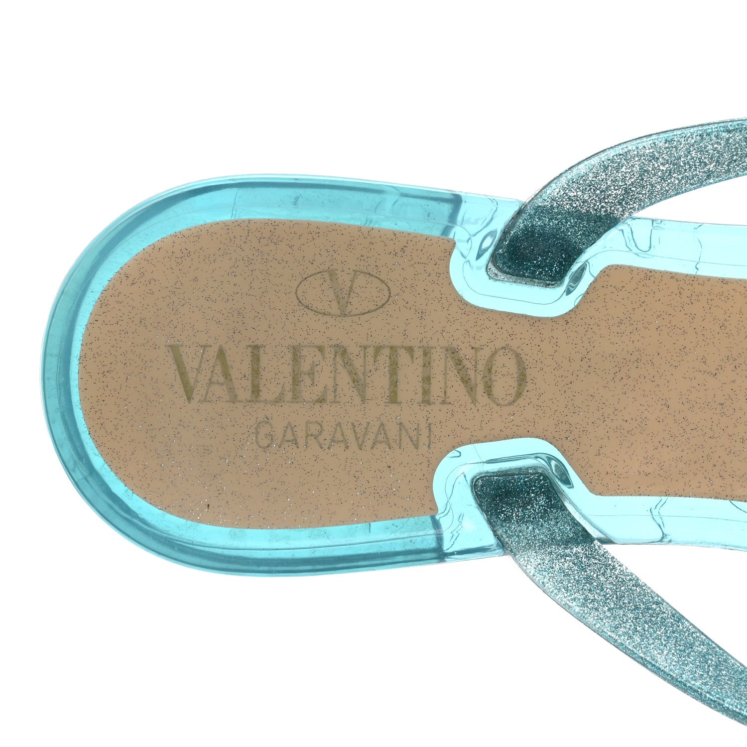 Valentino Garavani PVC Jelly Glitter Rockstud Bow Thong Sandals 36 Cerulean 7 of 8