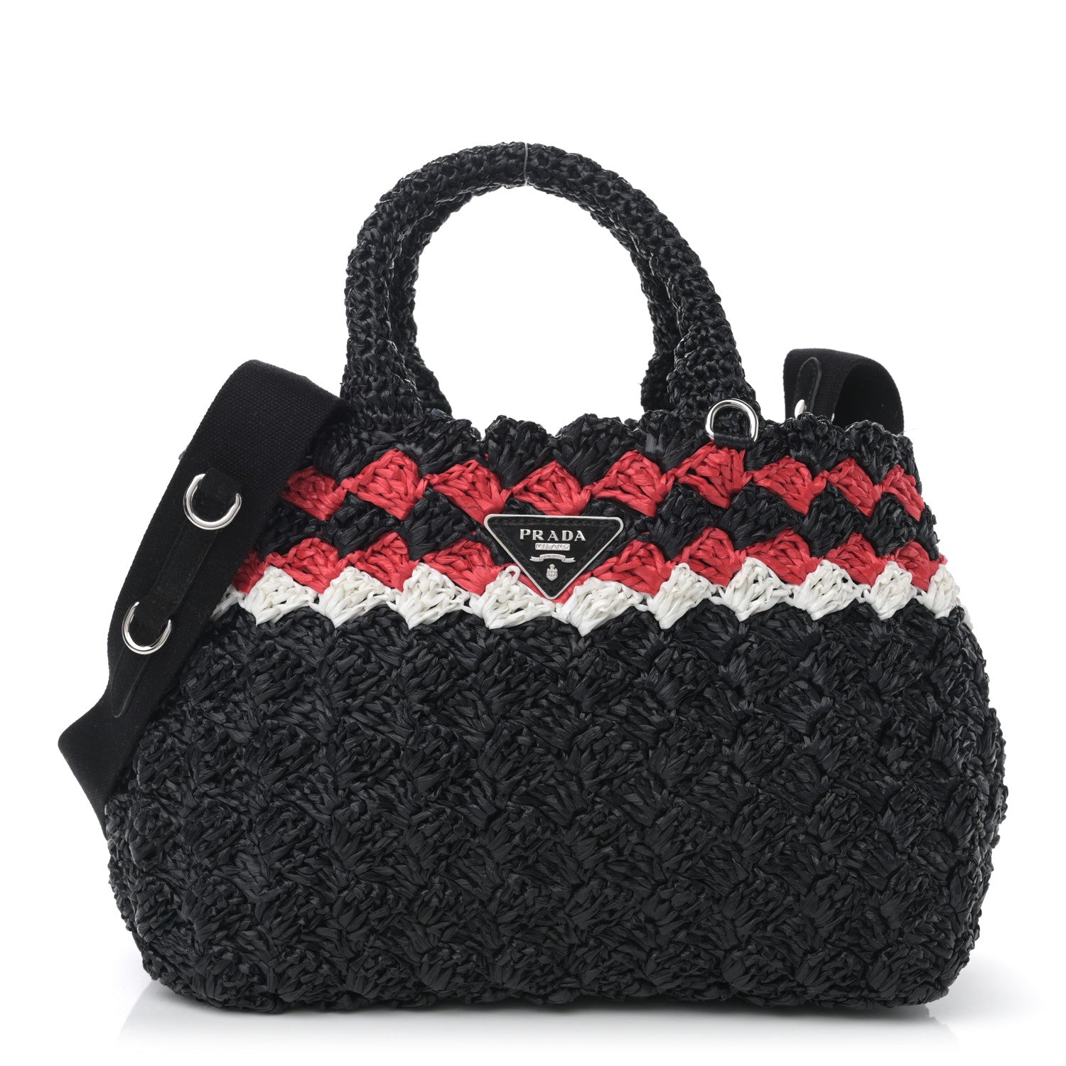 Prada Raffia Crochet Giardiniera Tote Black 1 of 9