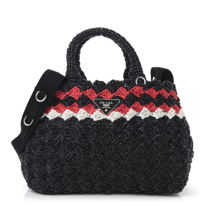 Prada Raffia Crochet Giardiniera Tote Black 1 of 9