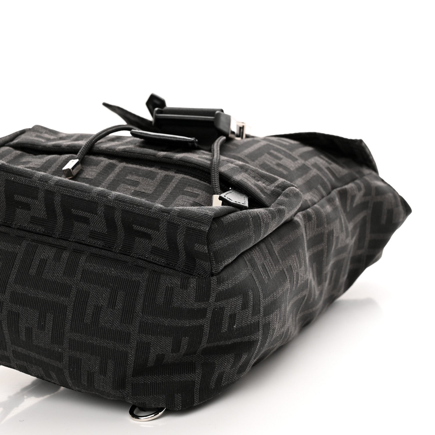 Fendi Recycled Fabric Jacquard Vitello Astro FF 1974 Small Fendiness Backpack Asfalto Black 9 of 9