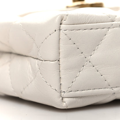 Chanel Shiny Aged Calfskin Quilted Mini Nano Kelly Shopper White 9 of 10