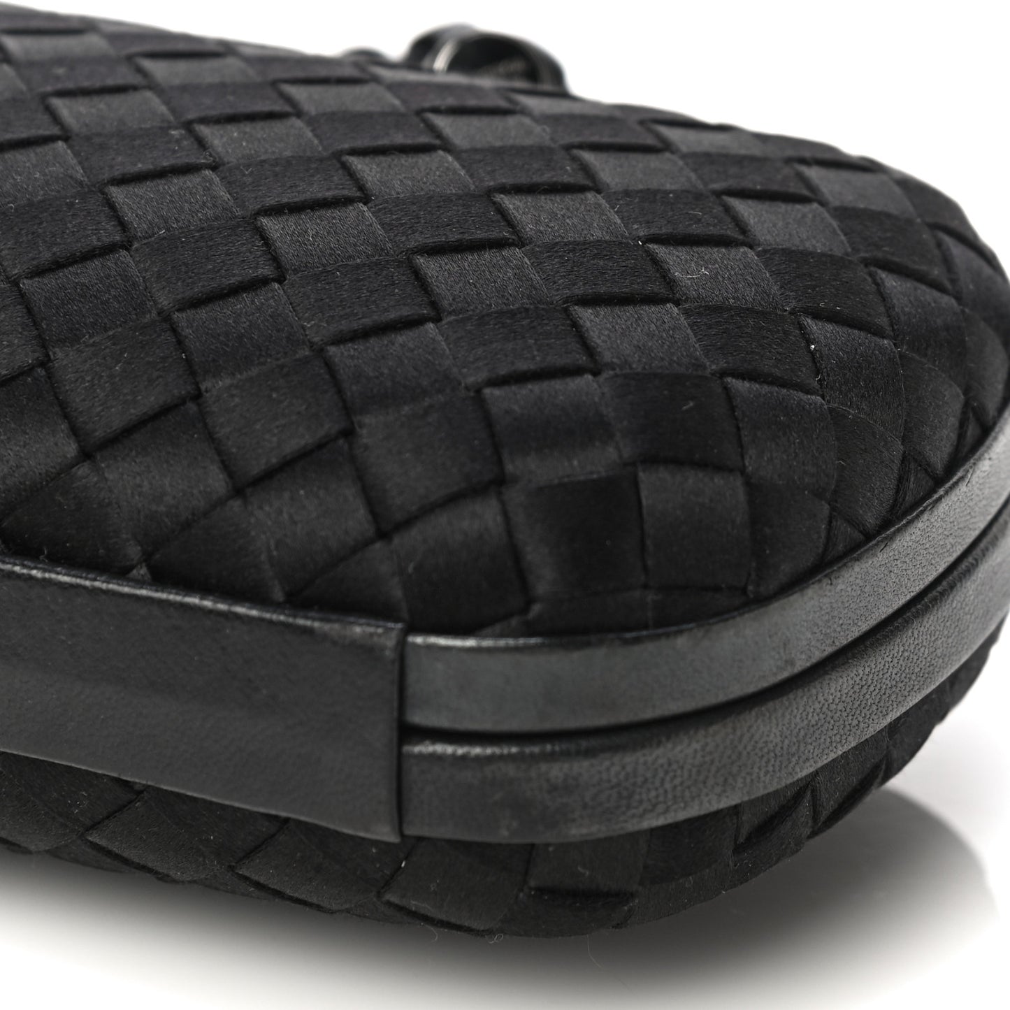 Satin Intreccio Impero Knot Clutch Black