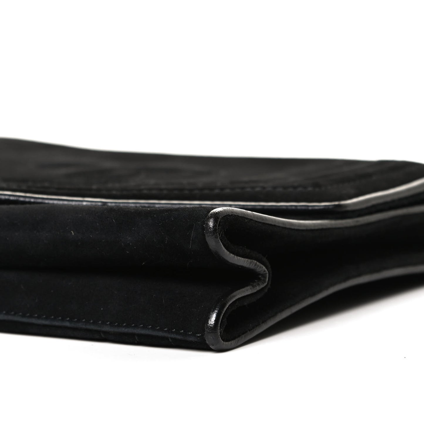 Suede CC Envelope Small Flap Black