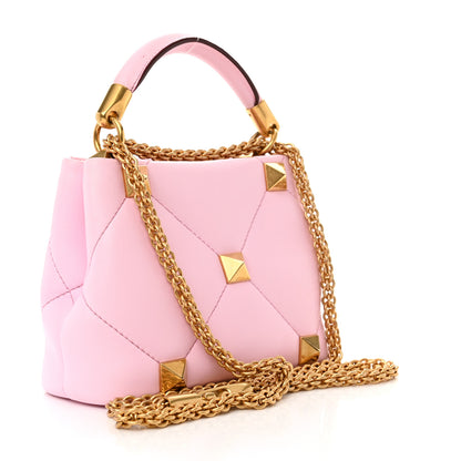 Valentino Garavani Nappa Mini Roman Stud The Handle Bag Pink Borealis 3 of 12