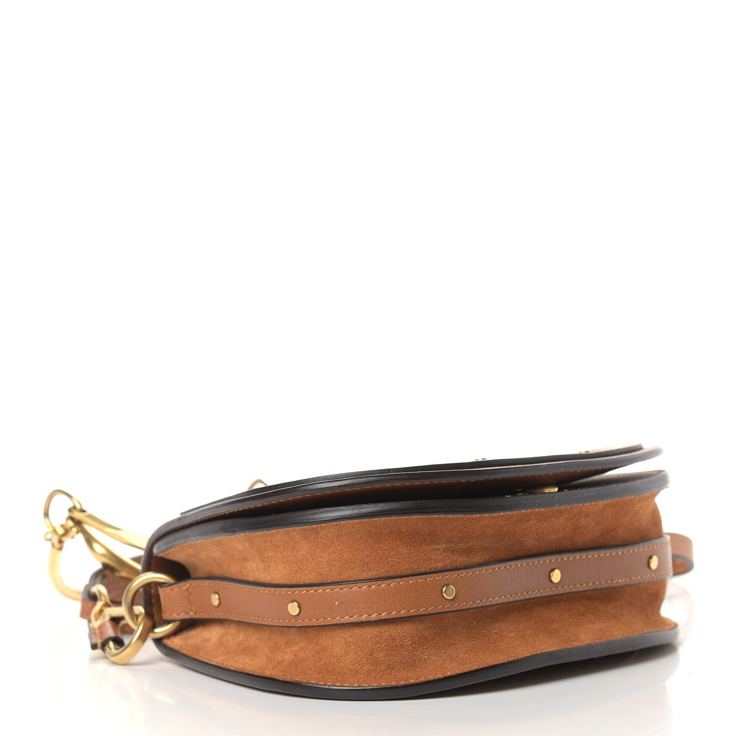 Chloe Calfskin Suede Small Nile Bracelet Bag Caramel 3 of 10