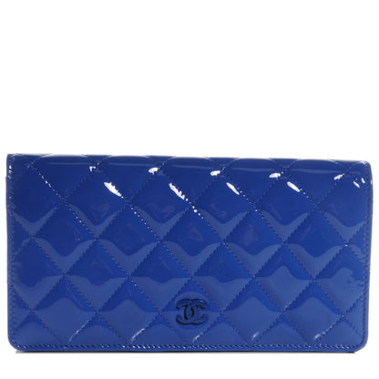 Chanel Patent Quilted Yen Wallet Dark Blue 1 of 8