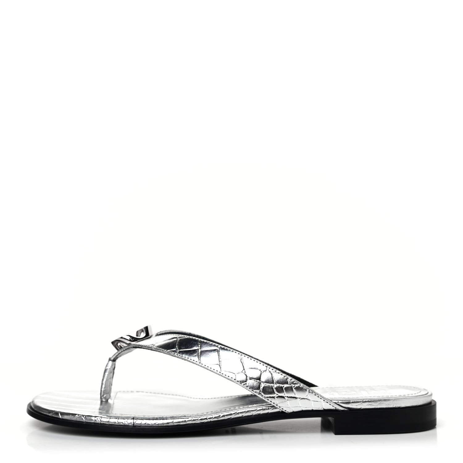 Givenchy Calfskin G Chain Thong Sandals 38.5 Silver 1 of 4