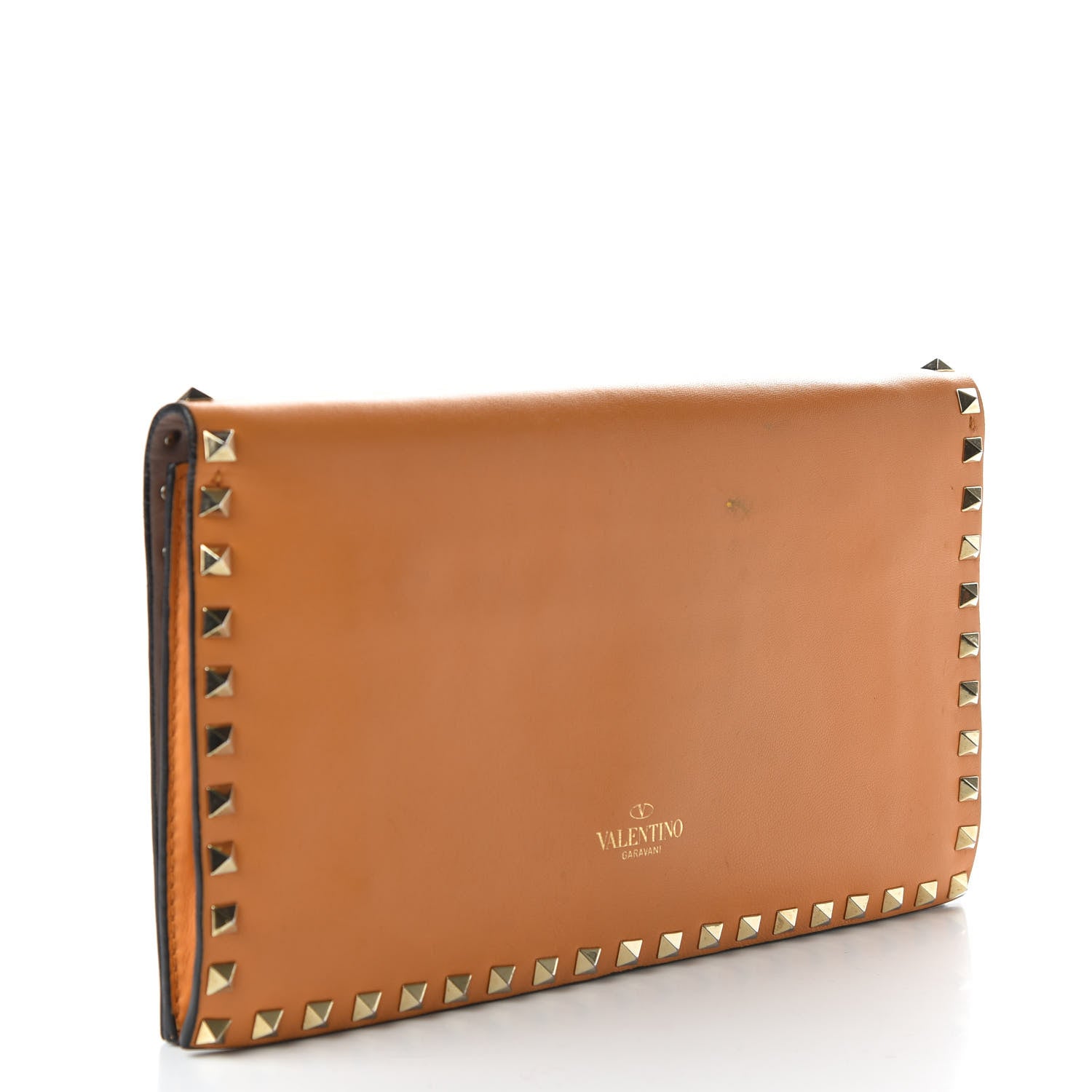 Valentino Garavani Nappa Rockstud Wristlet Clutch Orange Fluo 3 of 10