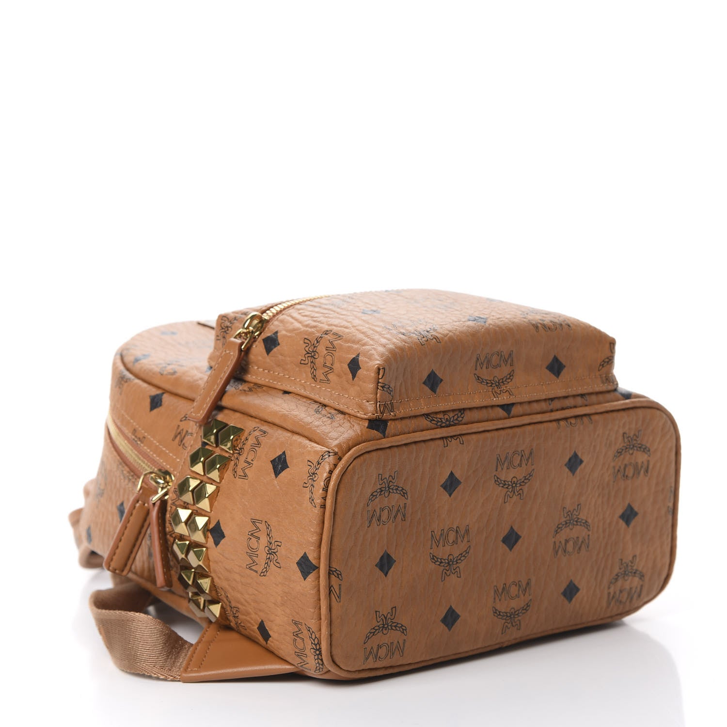 MCM Visetos Side Stud Mini Stark Backpack Cognac 3 of 9