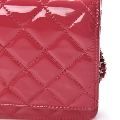 Chanel Patent Quilted Wallet On Chain WOC Fuchsia 13 of 14