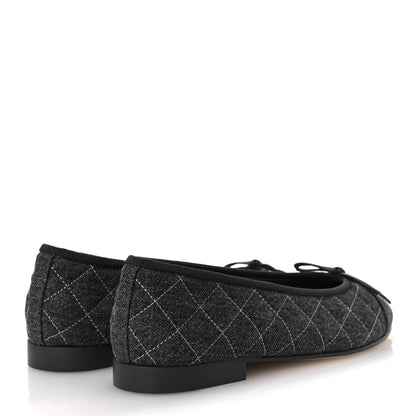Chanel Washed Denim Quilted Cap Toe CC Ballerina Flats 36 Blue 5 of 11