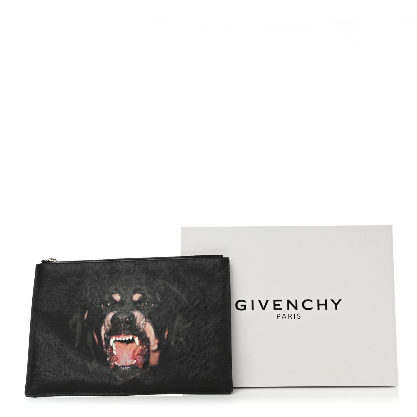 Textured Coated Canvas Rottweiler Print Small Cosmetic Pouch Black