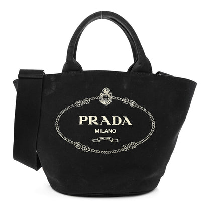 Prada Canapa Small Logo Shopping Tote Black 2 of 13