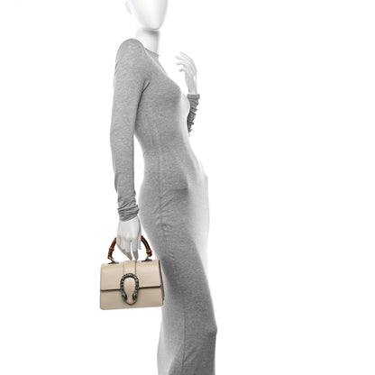 Gucci Textured Calfskin Crystal Bamboo Web Mini Dionysus Top Handle Bag Mystic White 2 of 11