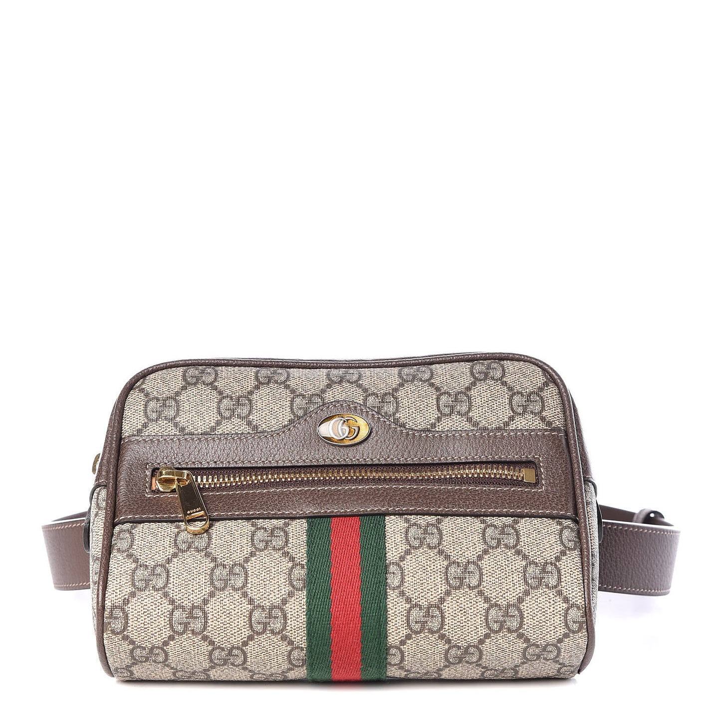GG Supreme Monogram Web Small Ophidia Belt Bag 85 34 Dark Brown