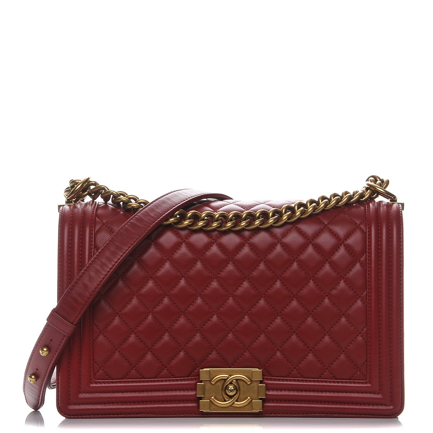 Lambskin Quilted New Medium Boy Flap Red