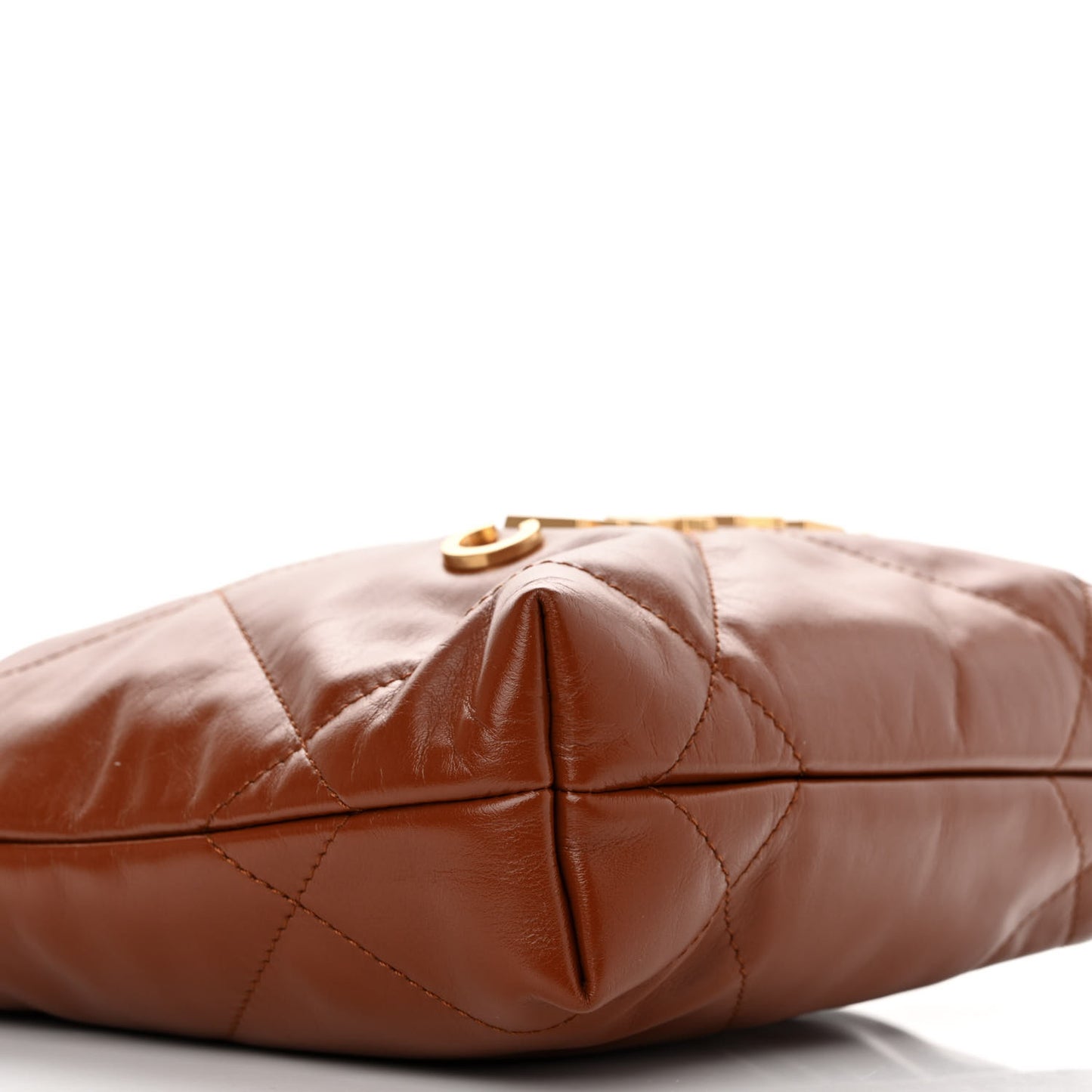 Shiny Calfskin Quilted Mini Chanel 22 Light Brown