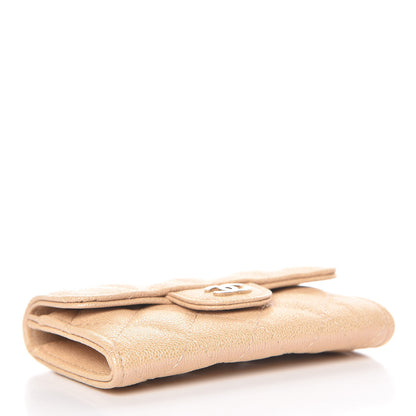 Chanel Iridescent Caviar Quilted Flap Card Holder Beige 4 of 9