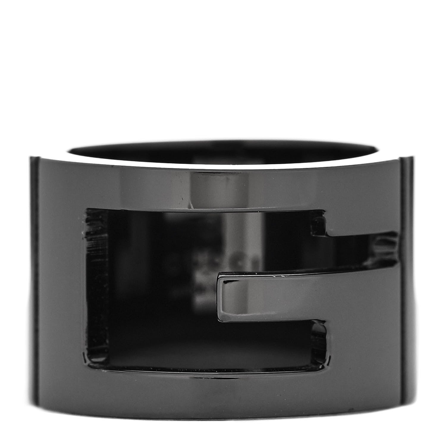 Gucci Ruthenium Sterling Silver Logo Ring 47 4 1 of 6