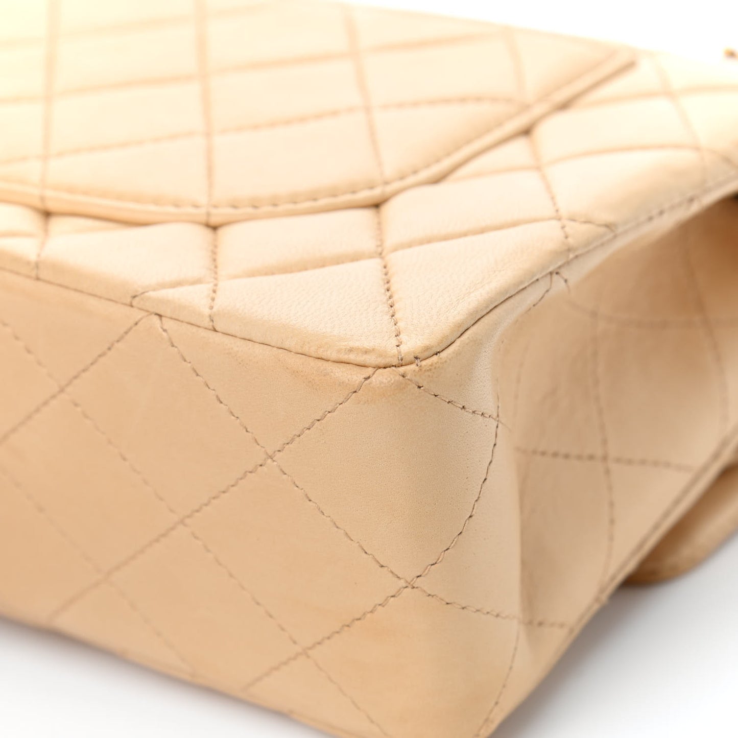 Lambskin Quilted Small Double Flap Beige