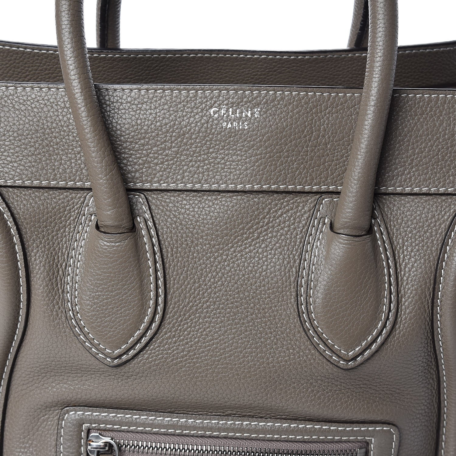 Celine Drummed Calfskin Mini Luggage Souris 9 of 17
