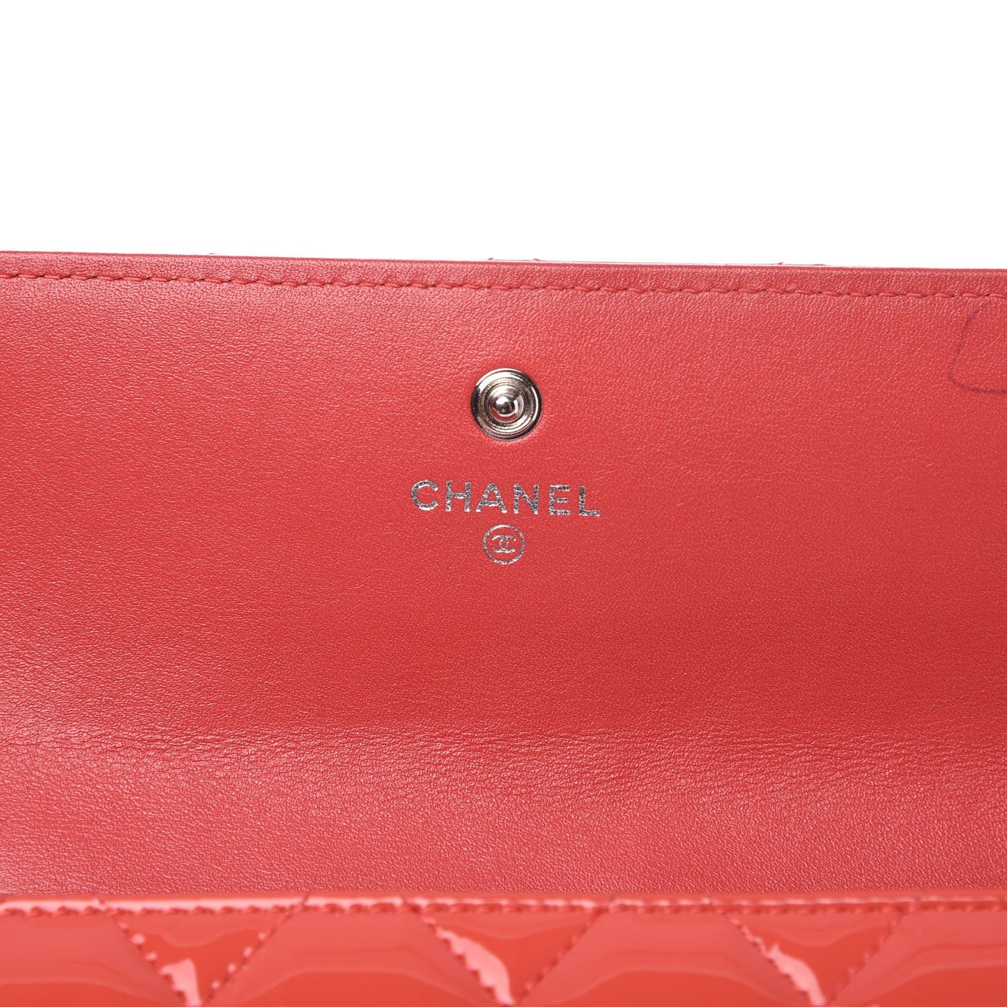 Patent Calfskin Quilted Large Flap Wallet Dark Pink