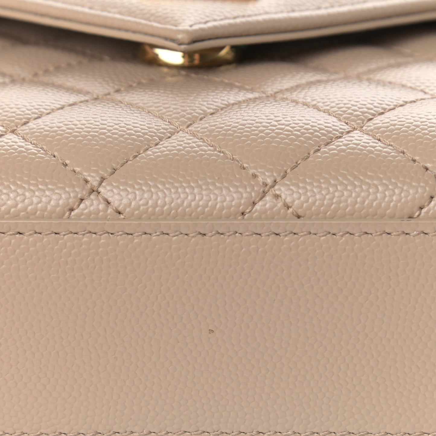 Grain De Poudre Textured Mixed Matelasse Medium Triquilt Monogram Satchel Dark Beige