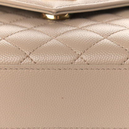 Saint Laurent Grain De Poudre Textured Mixed Matelasse Medium Triquilt Monogram Satchel Dark Beige 9 of 13