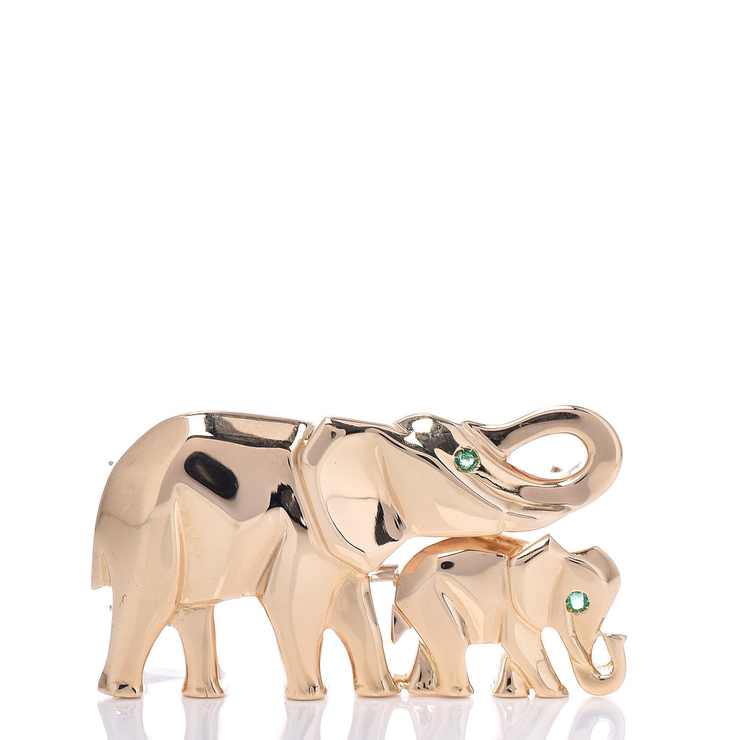 Cartier 18K Yellow Gold Emerald Elephant Pin Brooch 1 of 5