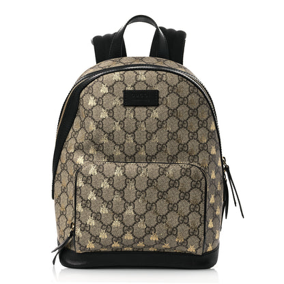 Gucci GG Supreme Monogram Bees Print Small Day Backpack Beige Oro Black 1 of 13