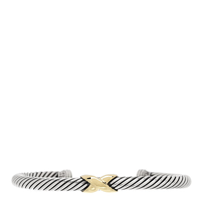 David Yurman Sterling Silver 14K Yellow Gold 5mm X Station Cable Bracelet 1 of 3