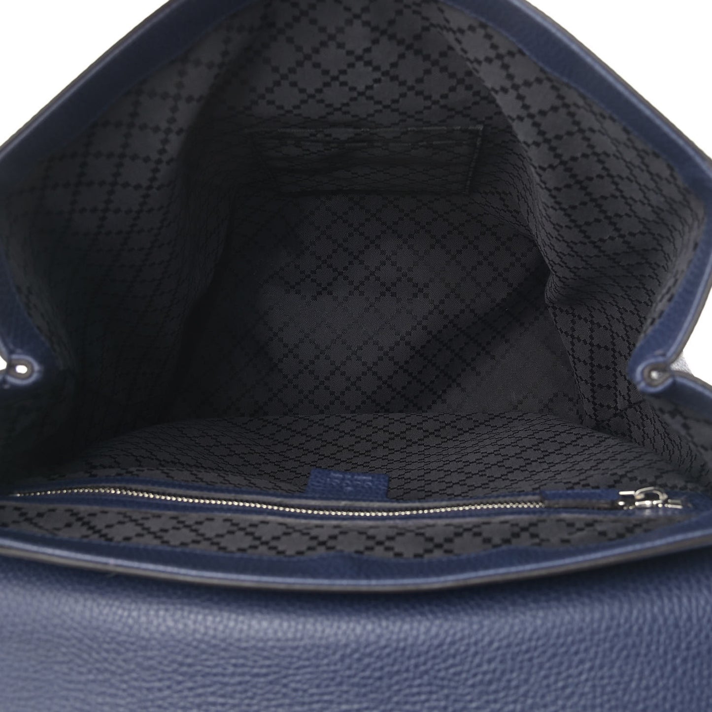 Pebbled Calfskin Chain Backpack Blue