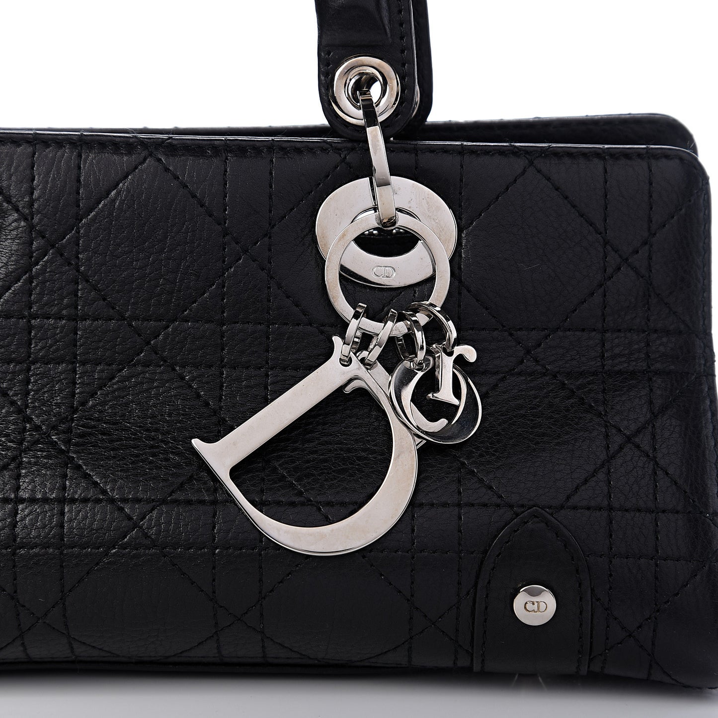 Calfskin Cannage Stitched Small Lady East West Lady Dior Black
