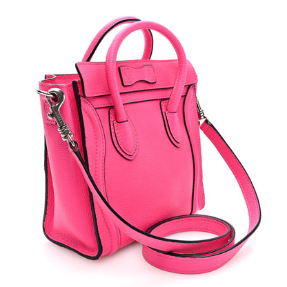 Celine Drummed Calfskin Nano Luggage Fluo Pink 3 of 10