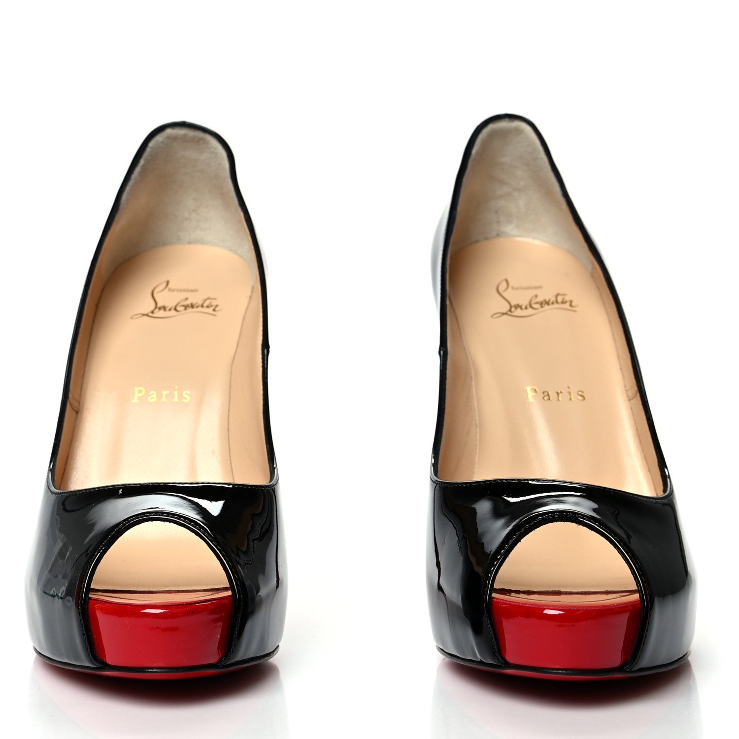 Christian Louboutin Patent New Very Prive 120 Pumps 38 Black Red 2 of 7