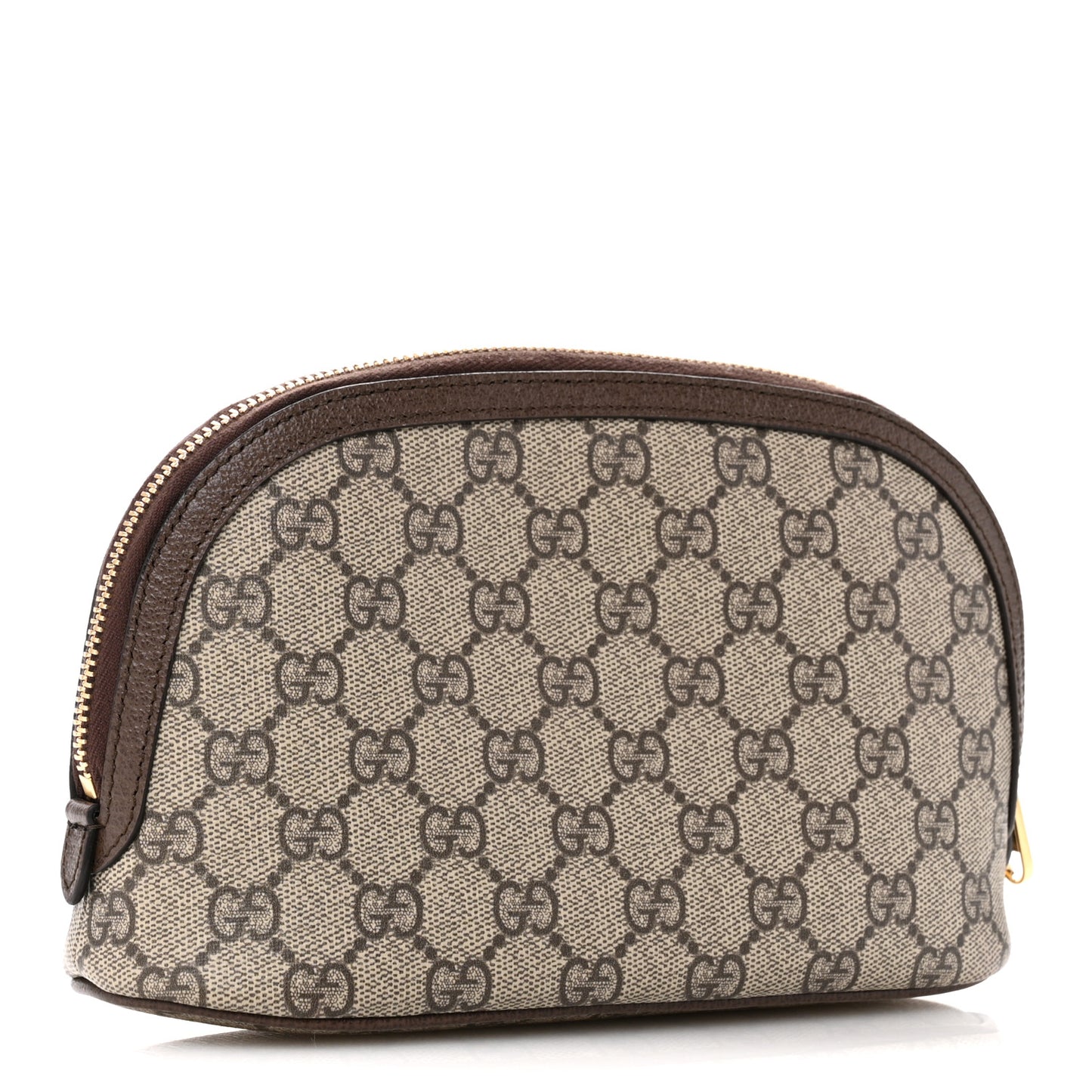 GG Supreme Monogram Textured Calfskin Web Large Ophidia Cosmetic Case Beige Ebony New Acero