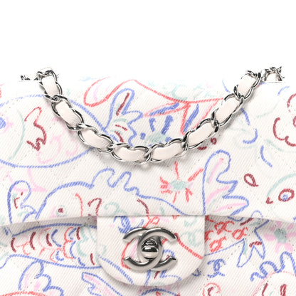 Chanel Denim Printed Fish Quilted Mini Rectangular Flap White Multicolor 8 of 10