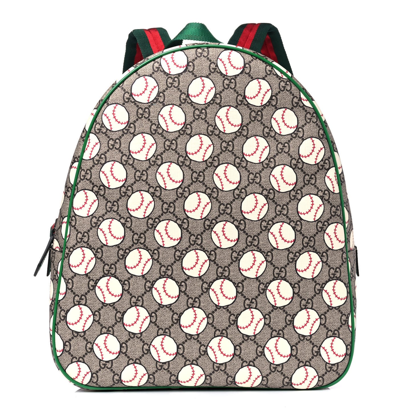 GG Supreme Monogram Baseballs Web Childrens Backpack Green
