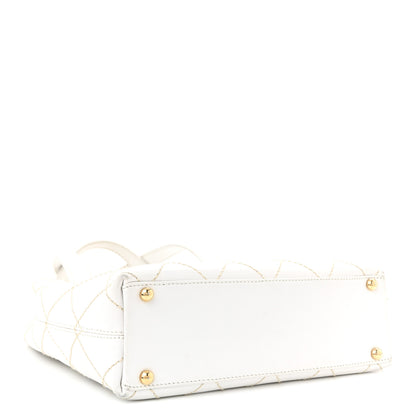 Chanel Calfskin Wild Stitch Tote White 3 of 13
