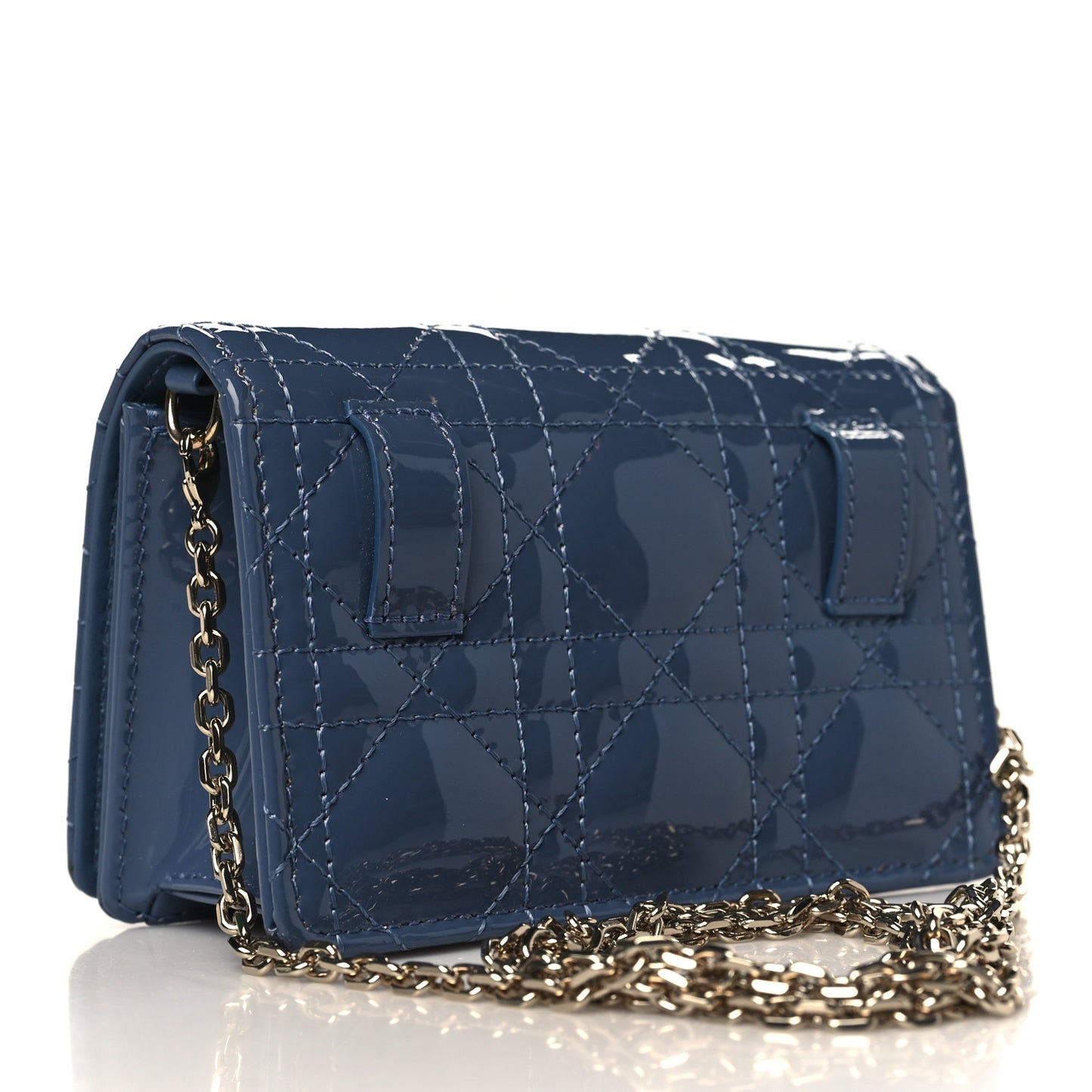 Patent Cannage Nano Lady Dior Pouch Denim