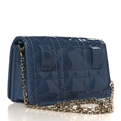 Christian Dior Patent Cannage Nano Lady Dior Pouch Denim 2 of 8