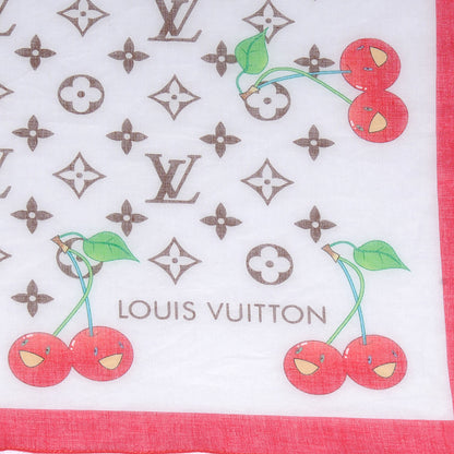 Louis Vuitton Cotton Monogram Cerises Scarf White 3 of 4