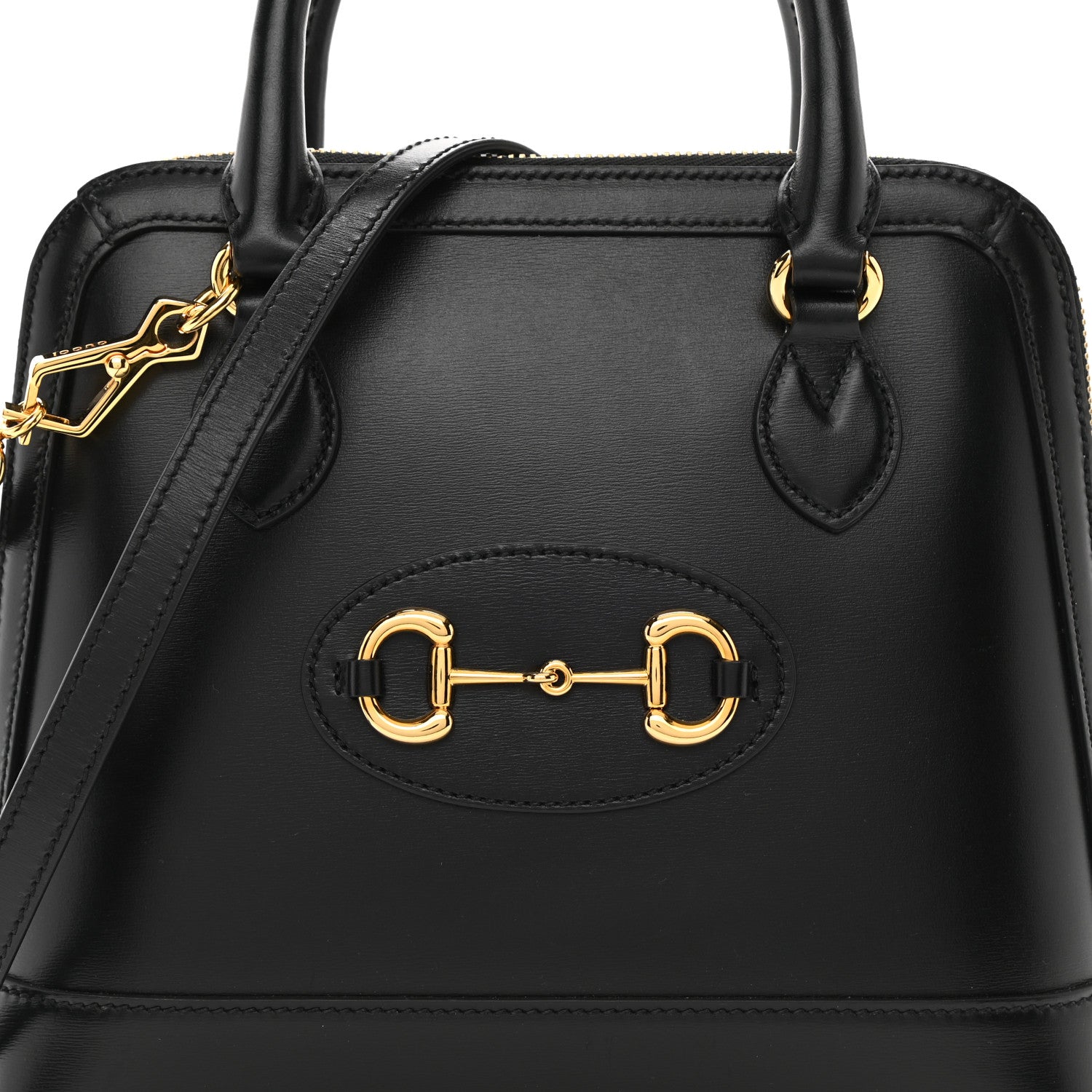 Gucci Boarded Plutone Calfskin Small Horsebit 1955 Top Handle Bag Black 8 of 13