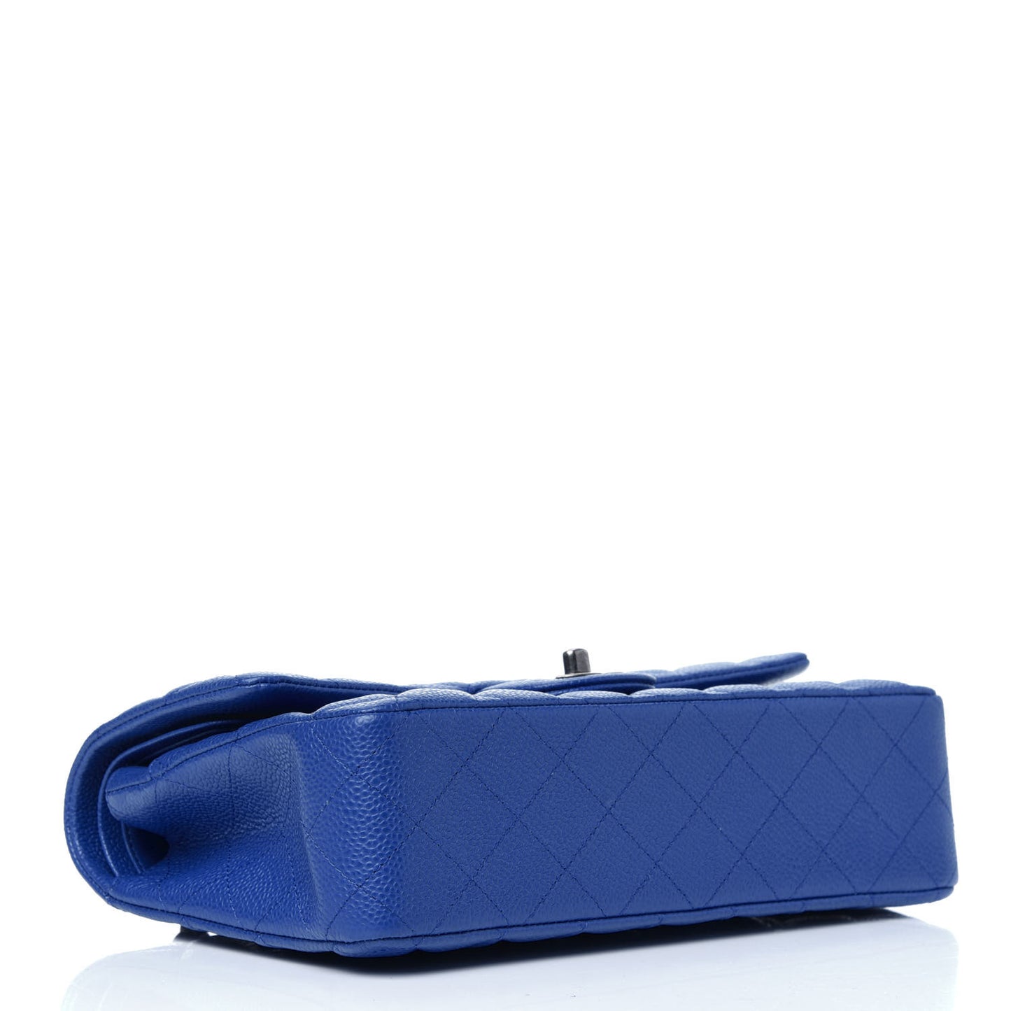 Caviar Quilted Medium Double Flap Blue