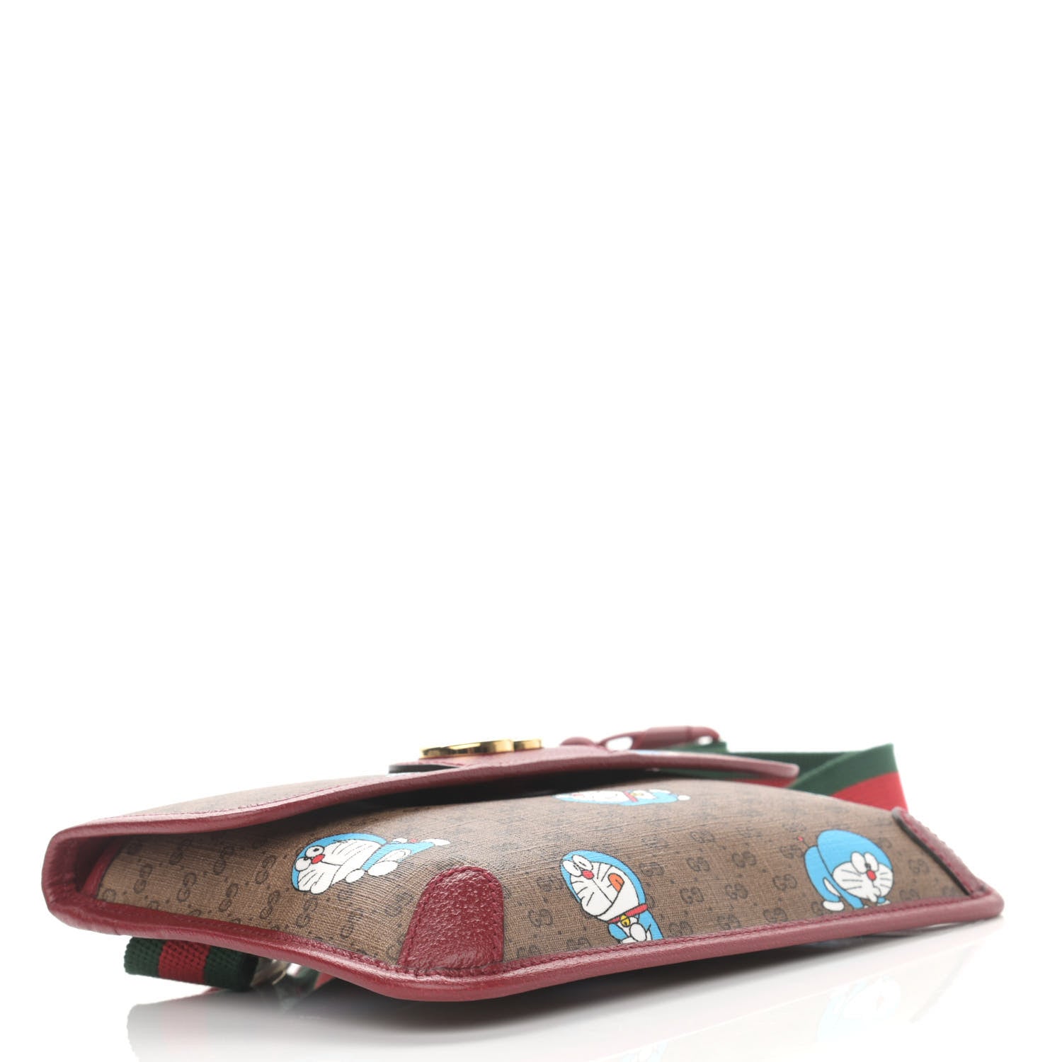 Gucci X DORAEMON Mini Vintage GG Supreme Monogram Web Slim Belt Bag Beige Cherry Red 4 of 11